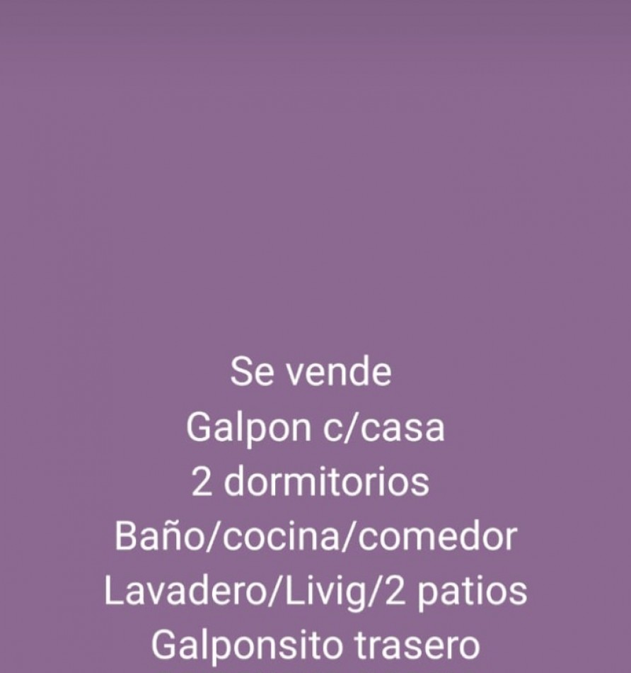 Vendemos galpon con casa