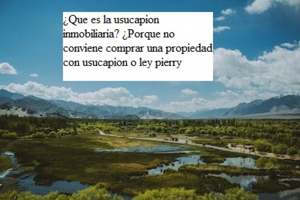 ¿Que es la usucapion inmobiliaria? ¿Porque no conviene comprar una propiedad con usucapion o ley pierry